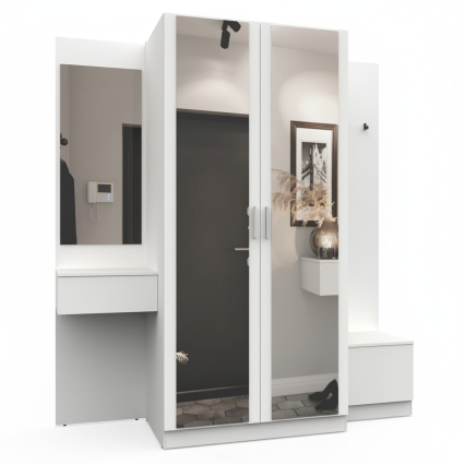 Набор мебели для прихожей "Марсель-161" МР 01-161 В2160 Ш2000 Г580 (ЛДСП Белый премиум) Набор мебели для прихожей "Марсель-161" МР 01-161 В2160 Ш2000 Г580 (ЛДСП Белый премиум)